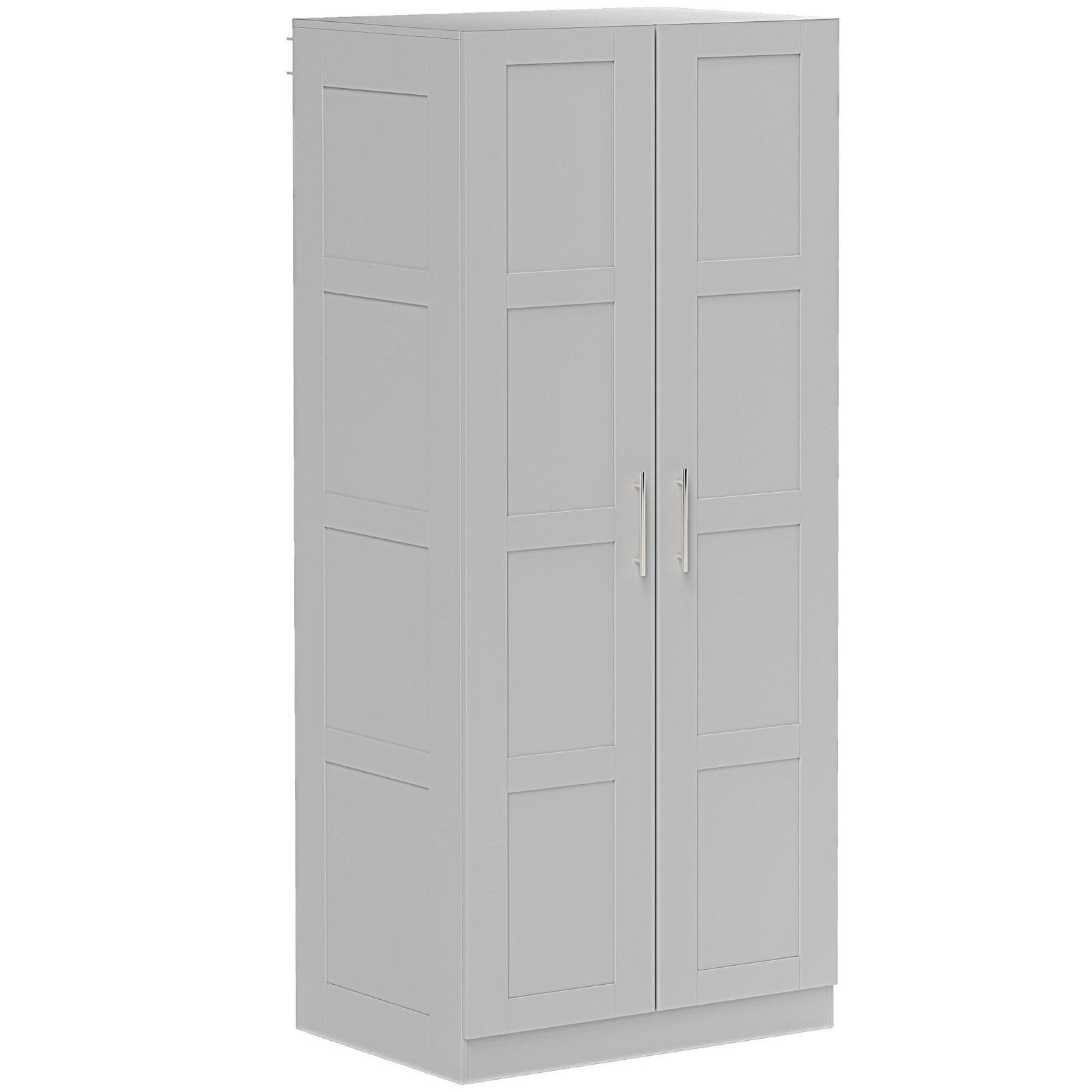 homcom double paneled door wardrobe with shelves grey