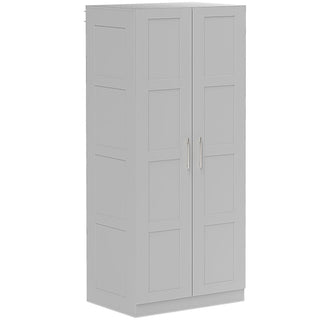 homcom double paneled door wardrobe with shelves grey