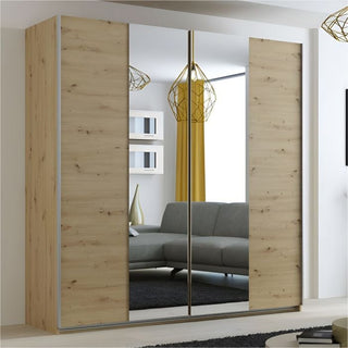 Lothian 2 door mirrored sliding wardrobe oak wotan 200cm