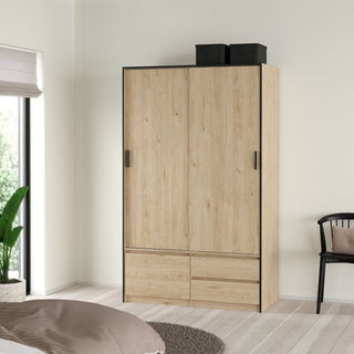 Sliding wardrobe Jackson Hickory Oak with 2 doors and 2 drawers