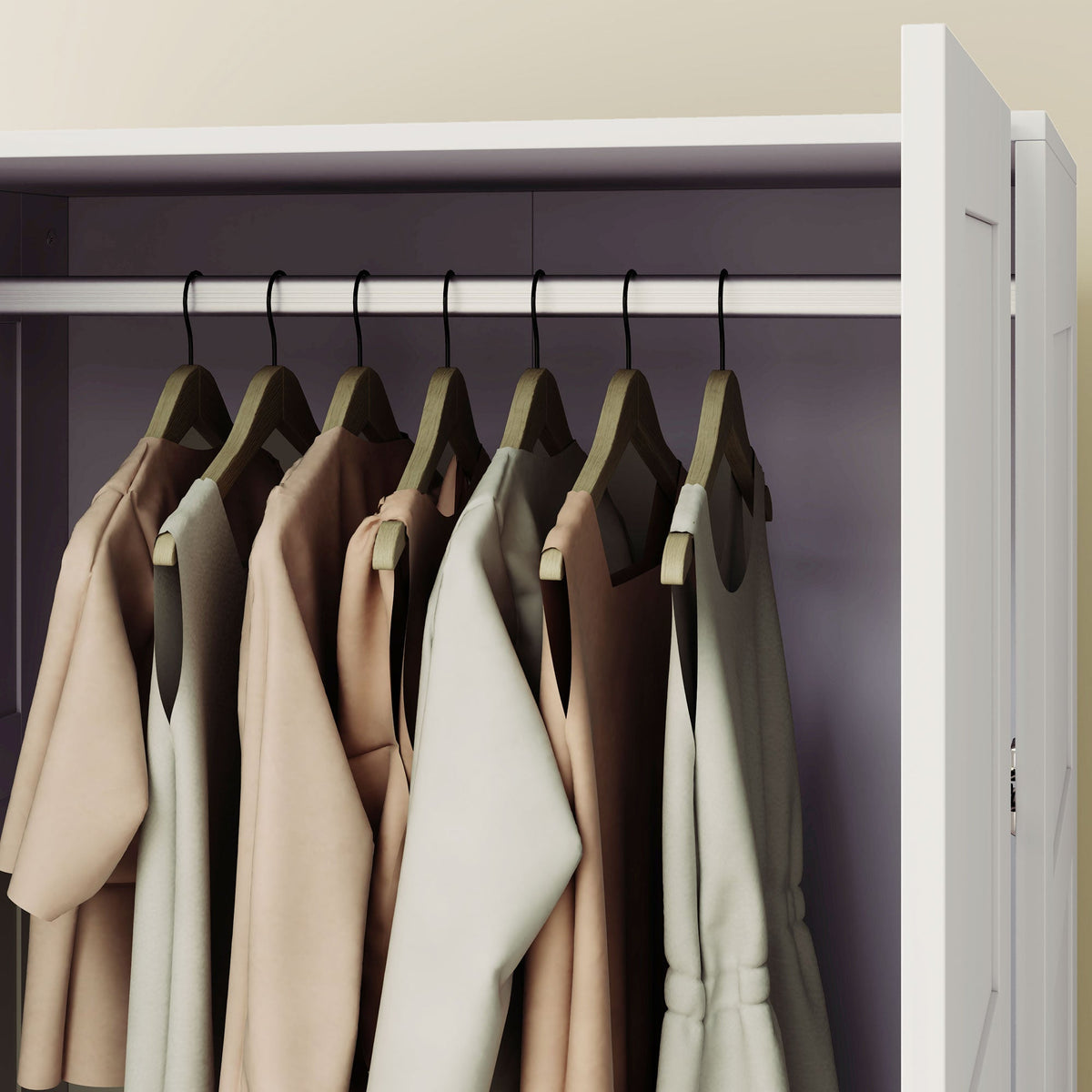 homcom double paneled door wardrobe with shelves white