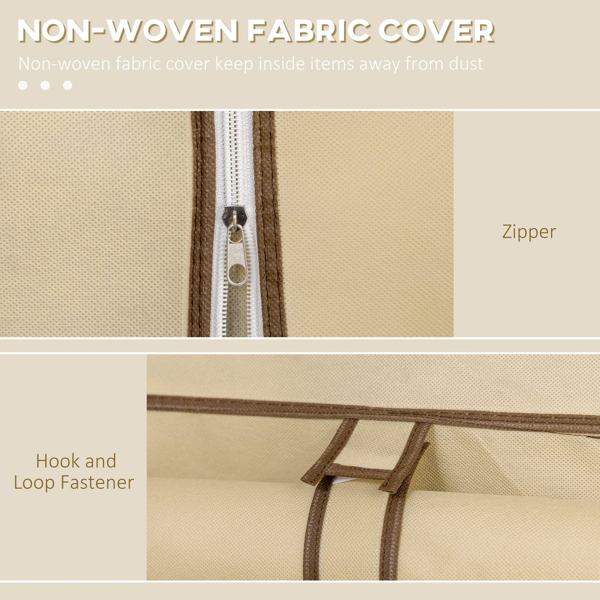 homcom fabric wardrobe with rails and shelves beige