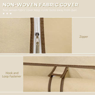 homcom fabric wardrobe with rails and shelves beige