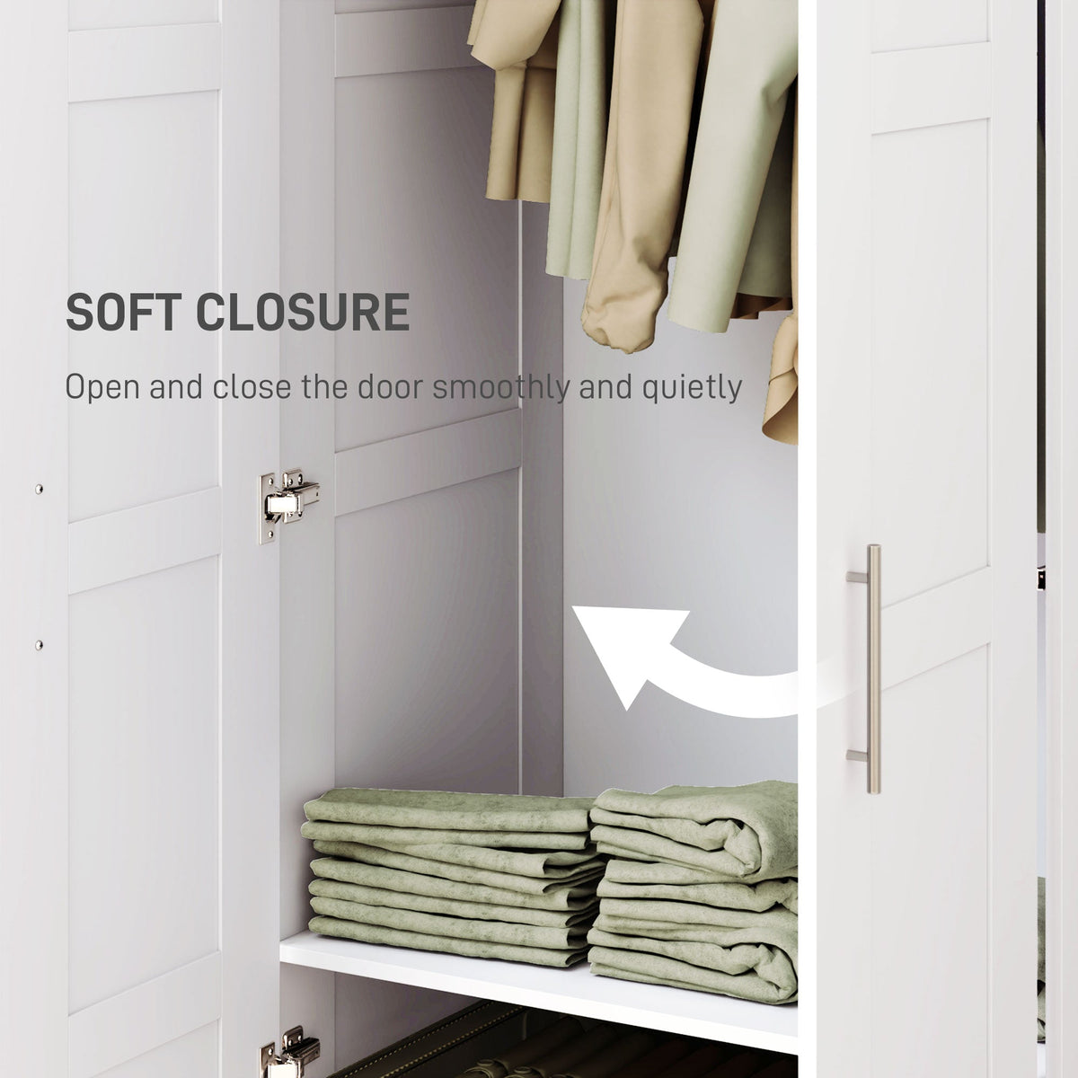 homcom double paneled door wardrobe with shelves white