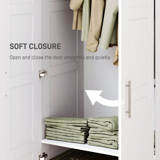 homcom double paneled door wardrobe with shelves white