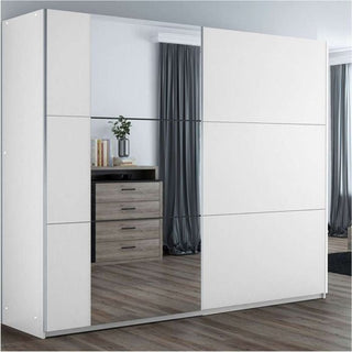 Sliding Wardrobe - OLDHAM 3 Door Mirrored Wardrobe White 250cm