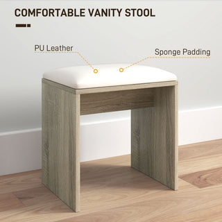 homcom dressing table and stool set with storage wood effect
