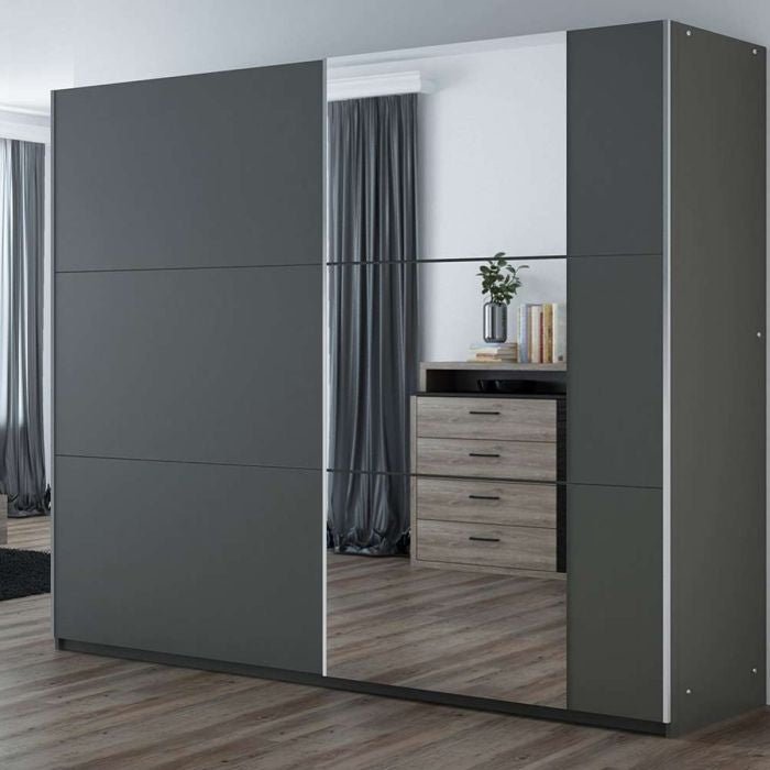 Oldham 250cm 3-Door Mirrored Sliding Wardrobe – Graphite – product image 2