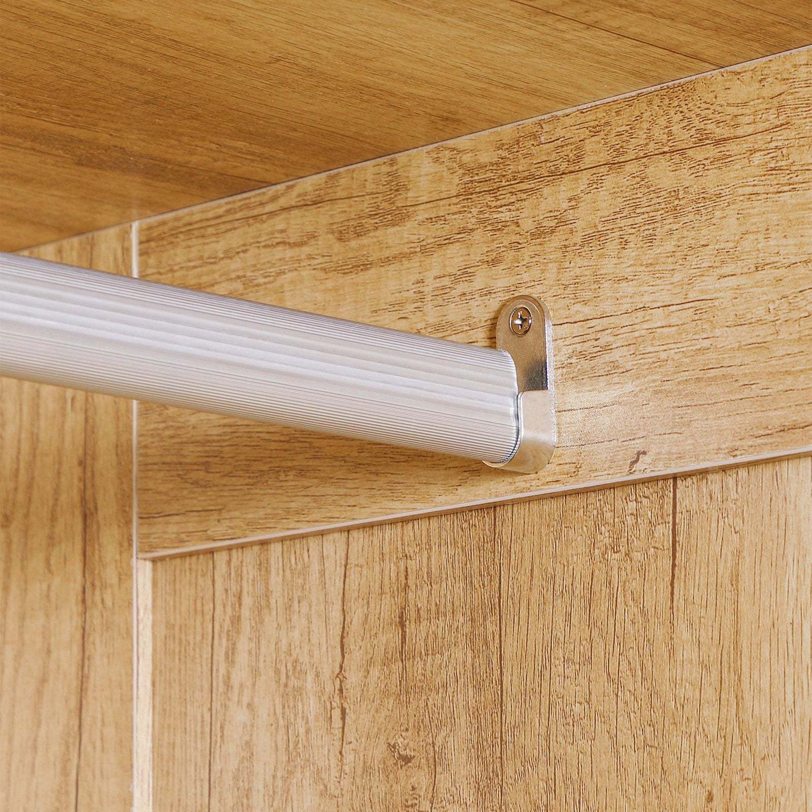 homcom 2 door wardrobe modern wardrobe with 2 drawer and hanging rail for bedroom natural