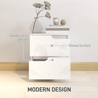 homcom high gloss bedside table white