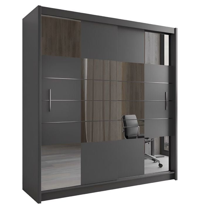 Kinross II 203cm 2-Door Mirrored Sliding Wardrobe – Graphite – product image 3