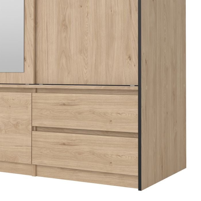 Lacoste 181cm 3-Door Mirrored Sliding Wardrobe – Jackson Hickory Oak – product image 4