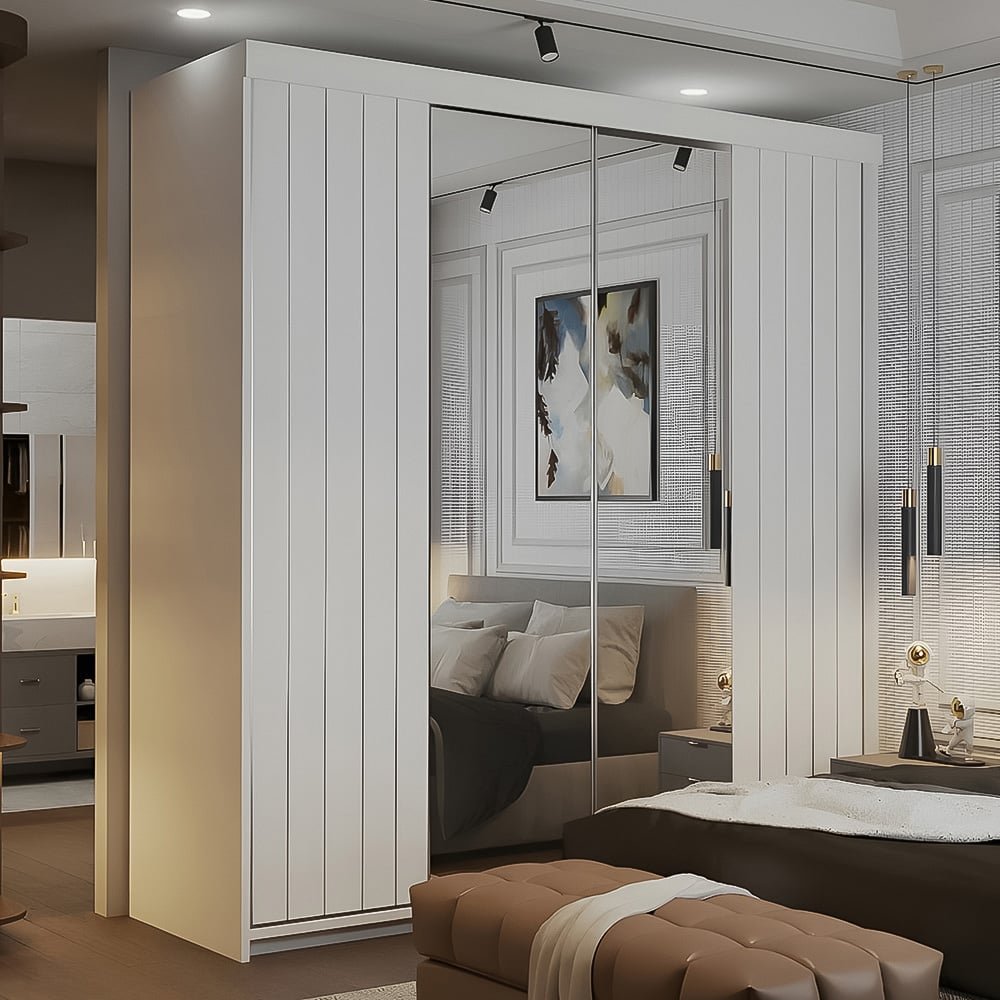 CHOICEWARDROBE MOLLI 200cm white 2-door sliding wardrobe with mirrored centre panels