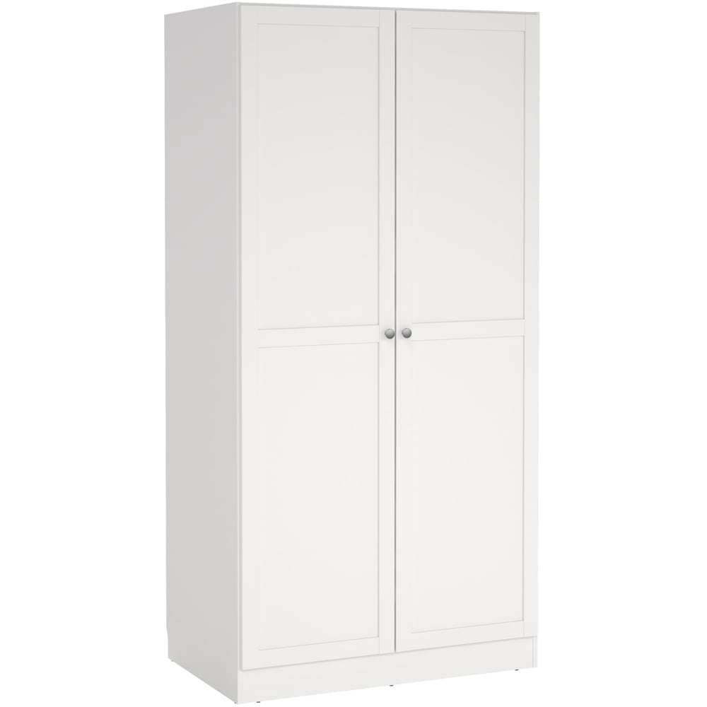Florence Brande 2 Door White Wardrobe - Tall, minimalist design with two hinged doors.