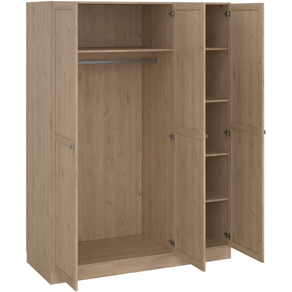 Florence Brande 3 Door Jackson Hickory Oak Wardrobe with hanging rail and shelves