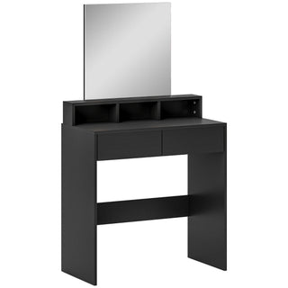homcom multi storage dressing table with mirror black