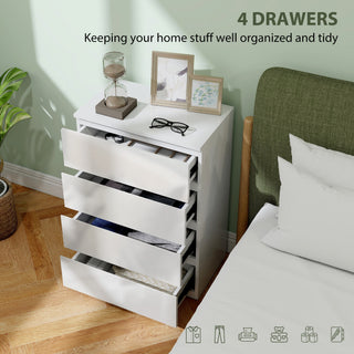 homcom high gloss chest of drawers 4 drawer storage cabinets modern dresser for bedroom white
