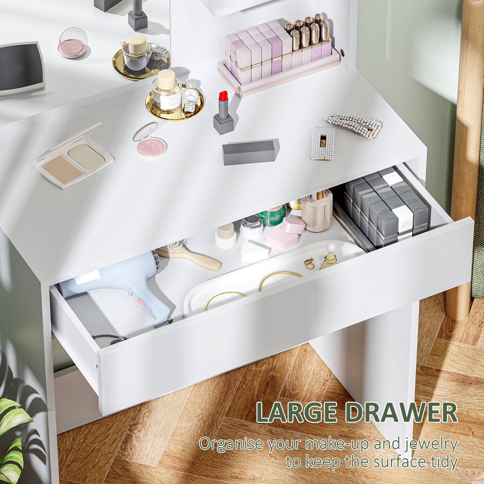 homcom dressing table with mirror and storage white
