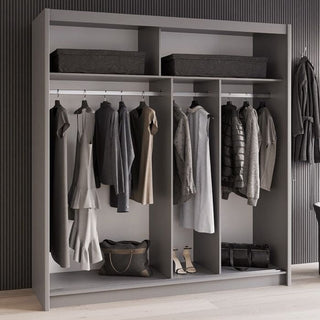 Sliding Wardrobe - KINROSS II 2 Door Mirrored Wardrobe Graphite 203cm