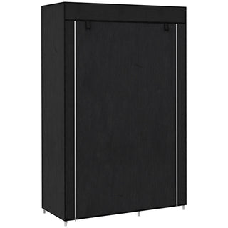 homcom fabric wardrobe portable wardrobe with 6 shelves 1 hanging rail foldable closets 103 x 43 x 162 5 cm black