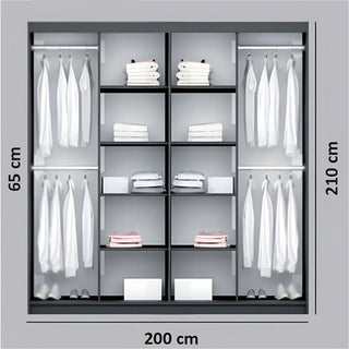 Sliding Wardrobe - LOTHIAN 2 Door Mirrored Wardrobe White 200cm