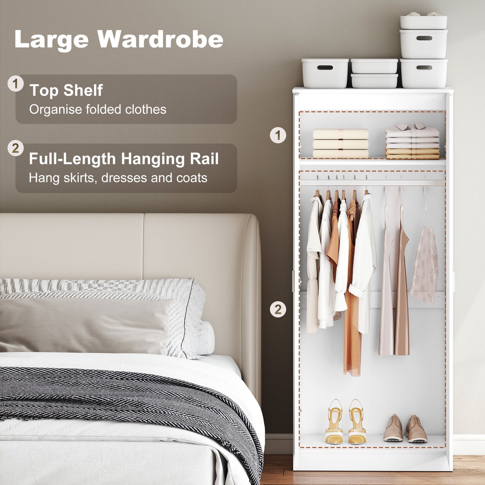 homcom high gloss 3 piece trio bedroom furniture set wardrobe chest of drawer bedside white