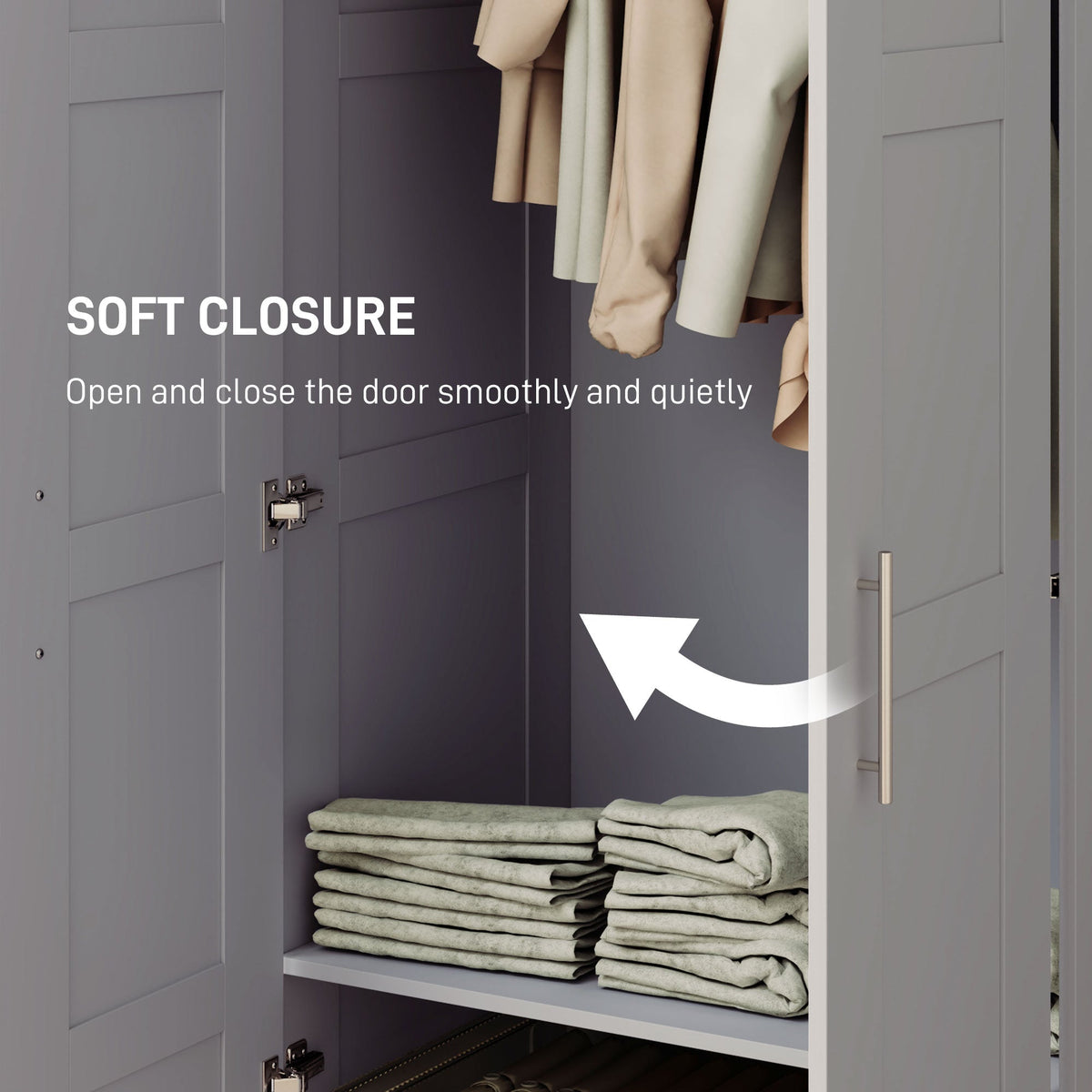 homcom double paneled door wardrobe with shelves grey