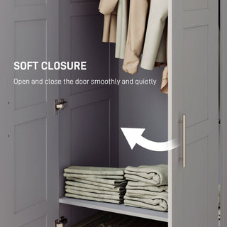 homcom double paneled door wardrobe with shelves grey