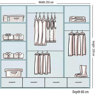 Sycylia White High Gloss 3 Door 4 Drawer Mirrored Wardrobe 255cm