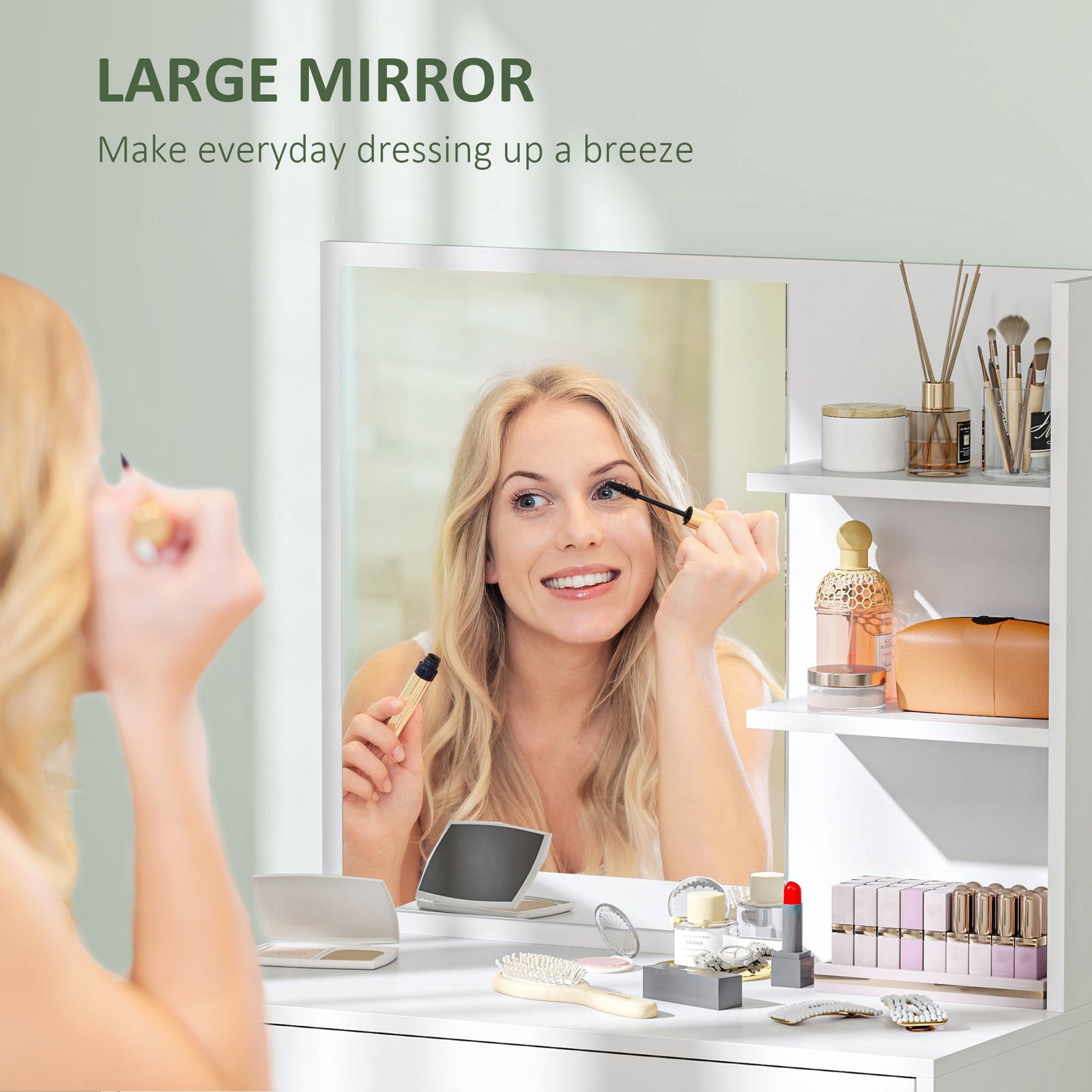 homcom dressing table with mirror and storage white