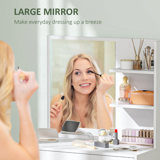 homcom dressing table with mirror and storage white