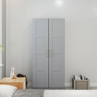 homcom double paneled door wardrobe with shelves grey