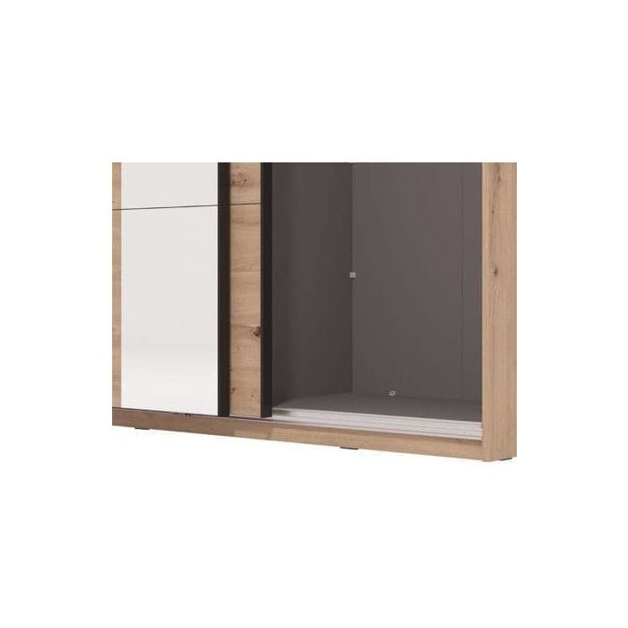 NIAH 2 door sliding wardrobe with mirrored door, oak effect finish