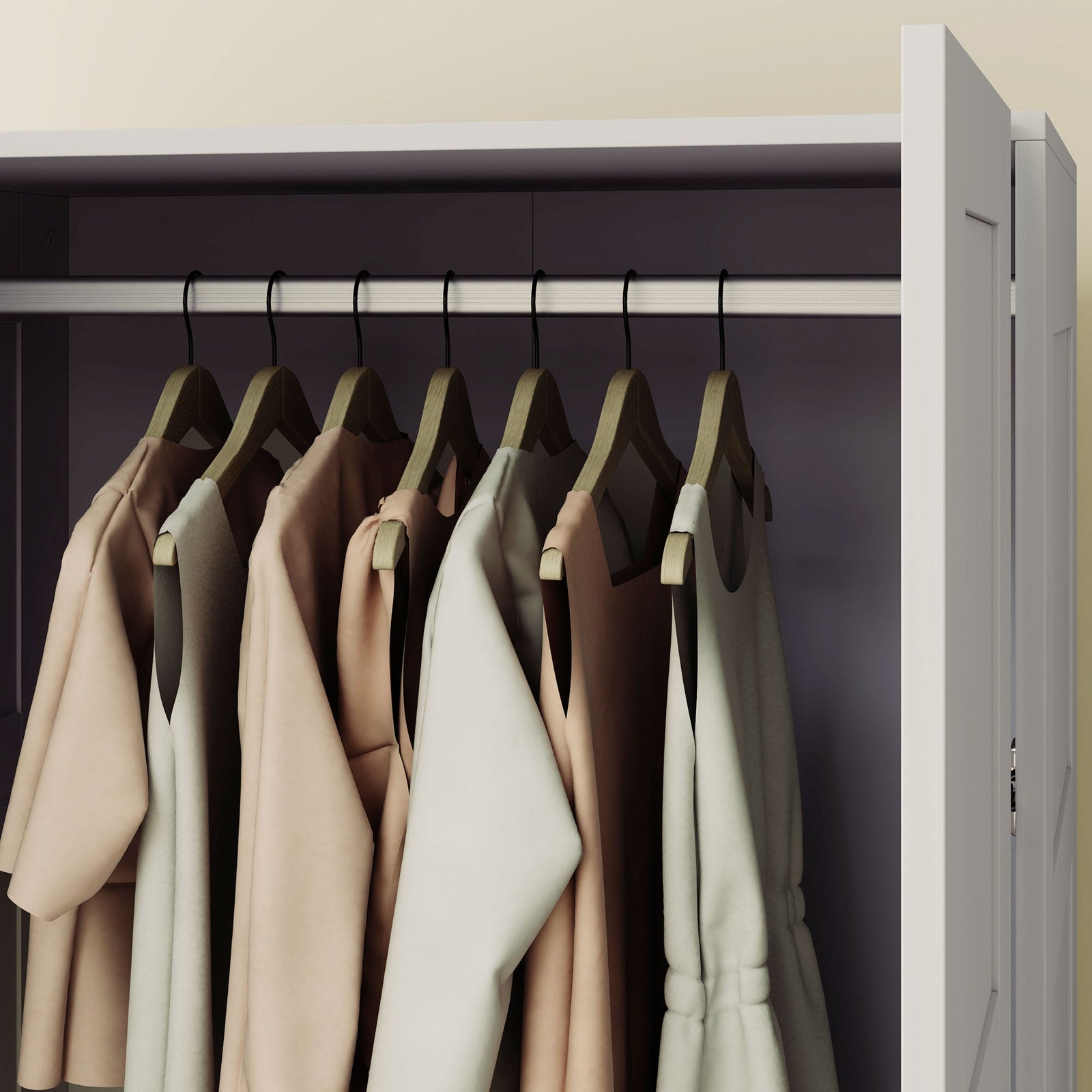homcom double paneled door wardrobe with shelves grey