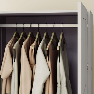 homcom double paneled door wardrobe with shelves grey