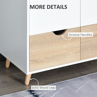 homcom 2 door clothes wardrobe w rail shelf 2 drawers wood feet elegant home storage organisation furniture white