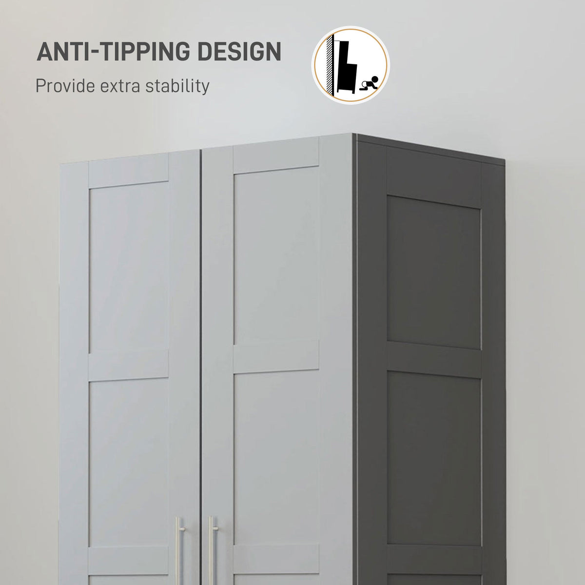 homcom double paneled door wardrobe with shelves grey