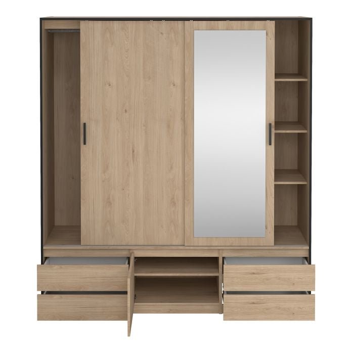 Lacoste 181cm 3-Door Mirrored Sliding Wardrobe – Jackson Hickory Oak – product image 8