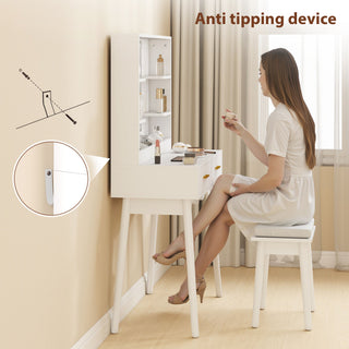 homcom elegant dressing table with led mirror white