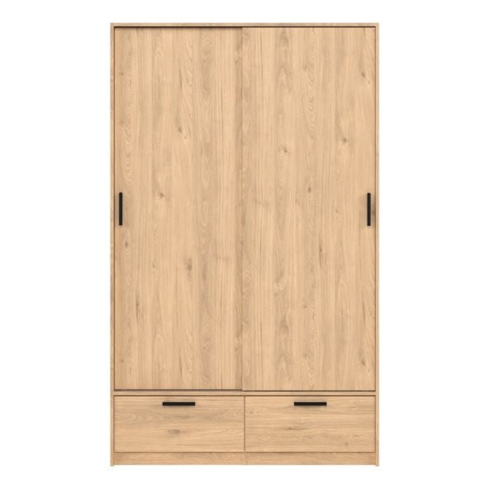 LACOSTE 2 door sliding wardrobe in oak effect with 2 drawers