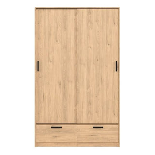 LACOSTE 2 door sliding wardrobe in oak effect with 2 drawers