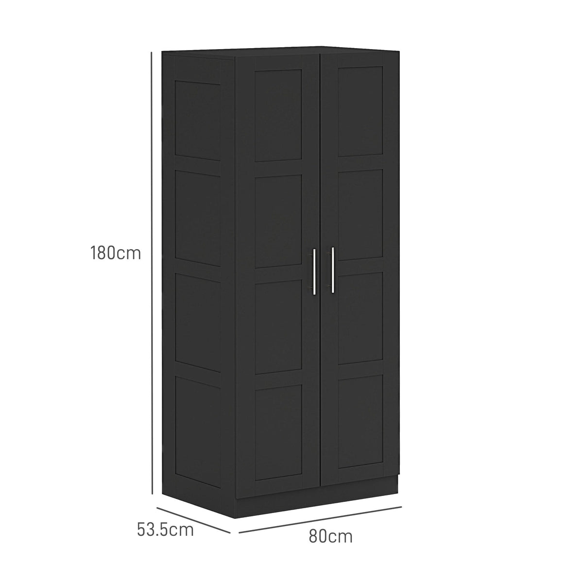 homcom double panel door wardrobe with shelves black