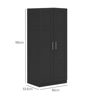 homcom double panel door wardrobe with shelves black