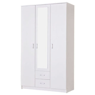 BURLEIGH 3 door white wardrobe with mirrored middle door and 2 drawers