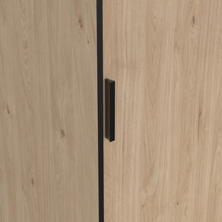 Sliding Wardrobe - LACOSTE 3 Doors Mirrored Wardrobe Jackson Hickory Oak 181cm
