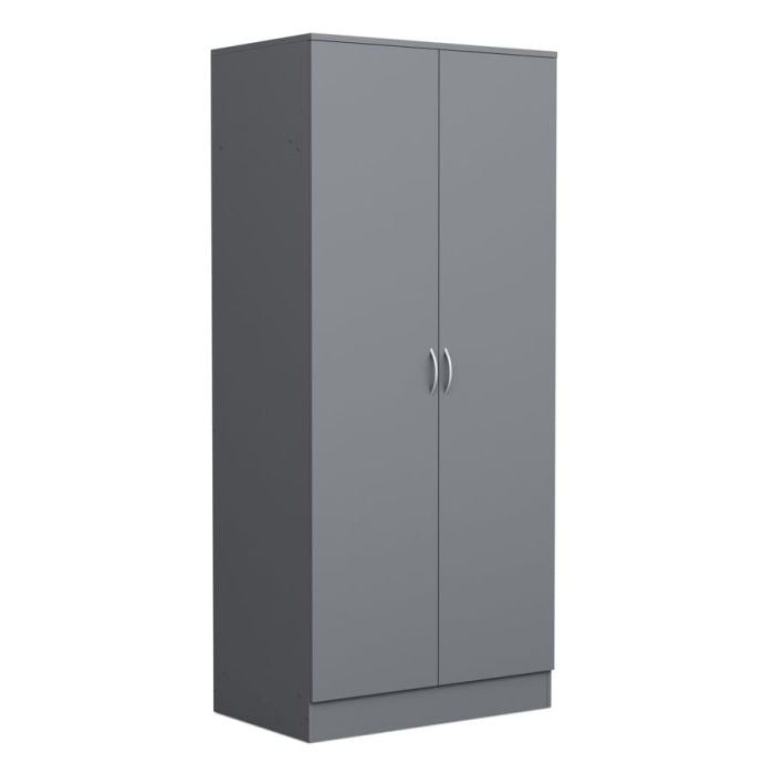 Grey ARVELLO two-door narrow wardrobe with silver handles