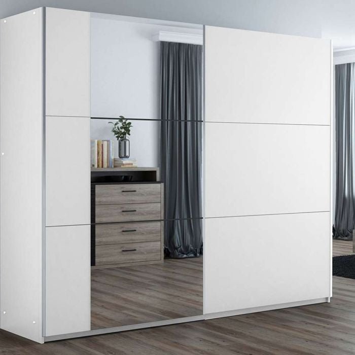 Oldham white 2-door mirrored sliding wardrobe, 200cm wide
