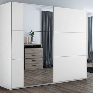 Sliding Wardrobe - OLDHAM 2 Door Mirrored Wardrobe White 200cm