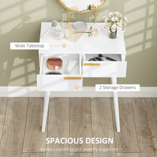 homcom elegant dressing table with round mirror 60 x 40 x 123 cm white