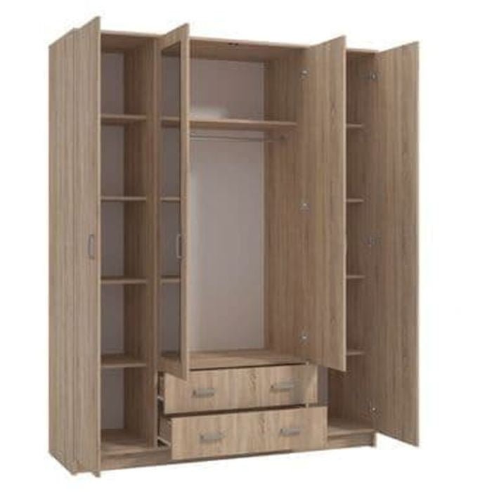 Sonoma Oak effect 4-door wardrobe with 2 drawers
